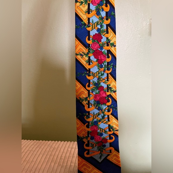Floral Geometric Rush Limbaugh 100% Silk Tie - Picture 4 of 8